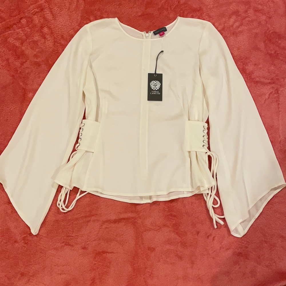 Vince Camuto Blouse Pearl Ivory Long Sleeve Xs